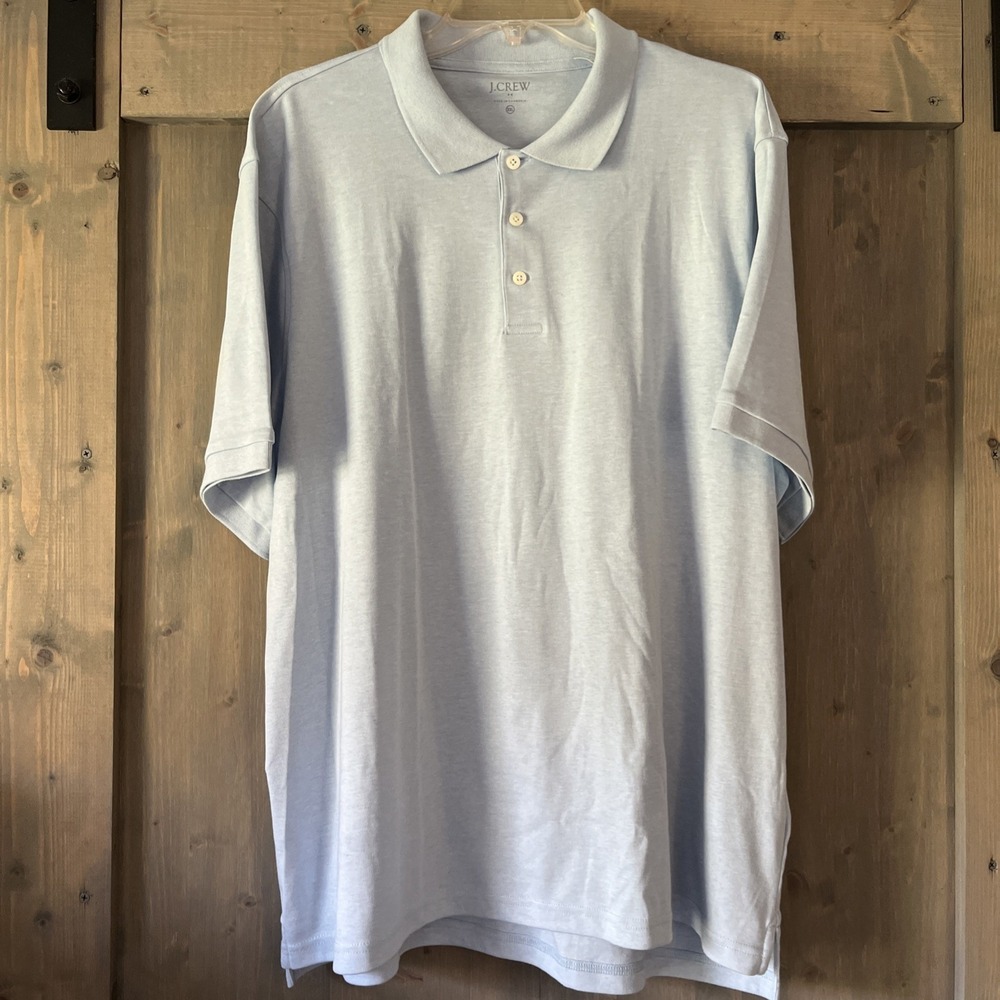 NWT‎ J Crew Soft Touch Polo Shirt Men XXL Light Blue Heather Lightweight